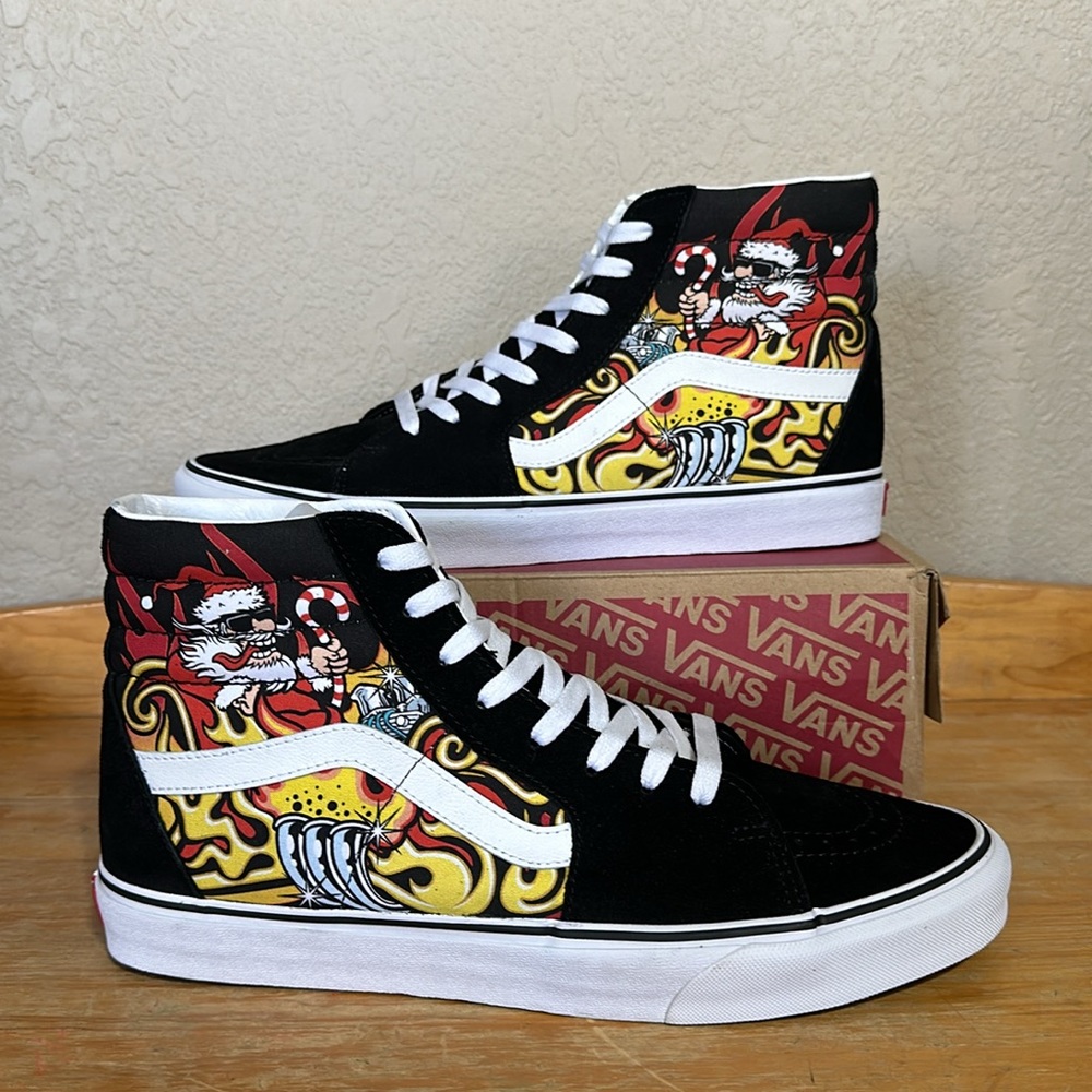 Vans Sk8 Hi Santa Flame Black men’s size 12